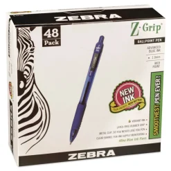 Sale Z-Grip Ballpoint Pen, Retractable, Medium 1 mm, Blue Ink, Blue/Clear Barrel, 48/Pack Pens, Pencils & Markers